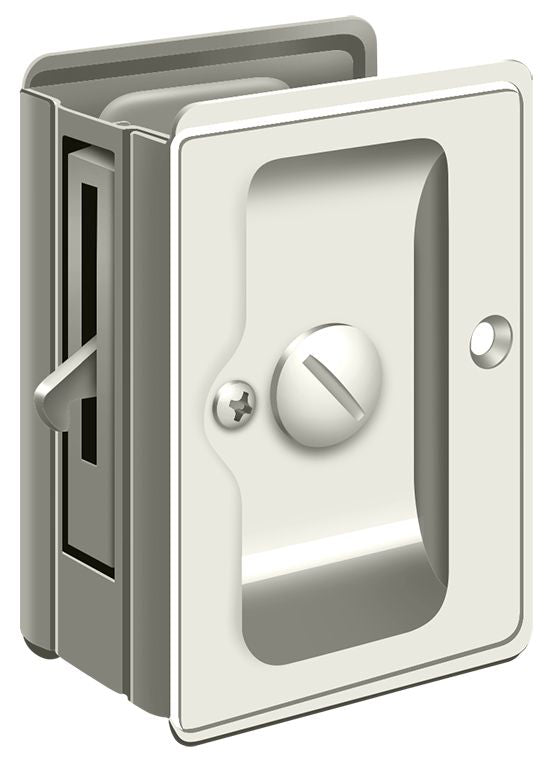 Deltana SDLA325U14 Heavy Duty Pocket Lock; Adjustable; 3-1/4" x 2 1/4" Privacy; Bright Nickel Finish Sparrow Supply