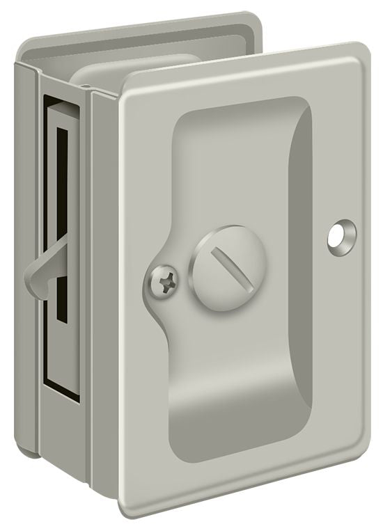 Deltana SDLA325U15 Heavy Duty Pocket Lock; Adjustable; 3-1/4" x 2 1/4" Privacy; Satin Nickel Finish Sparrow Supply