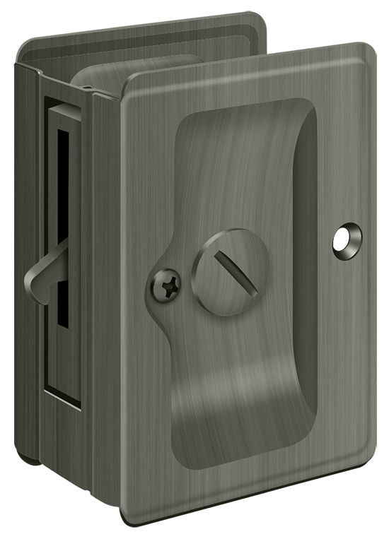 Deltana SDLA325U15A Heavy Duty Pocket Lock; Adjustable; 3-1/4" x 2 1/4" Privacy; Antique Nickel Finish Sparrow Supply