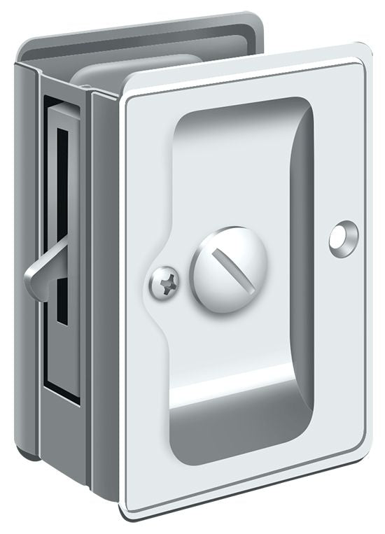 Deltana SDLA325U26 Heavy Duty Pocket Lock; Adjustable; 3-1/4" x 2 1/4" Privacy; Bright Chrome Finish Sparrow Supply