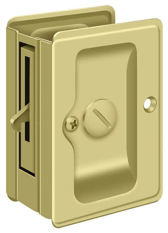 Deltana SDLA325U3 Heavy Duty Pocket Lock; Adjustable; 3-1/4" x 2 1/4" Privacy; Bright Brass Finish Sparrow Supply