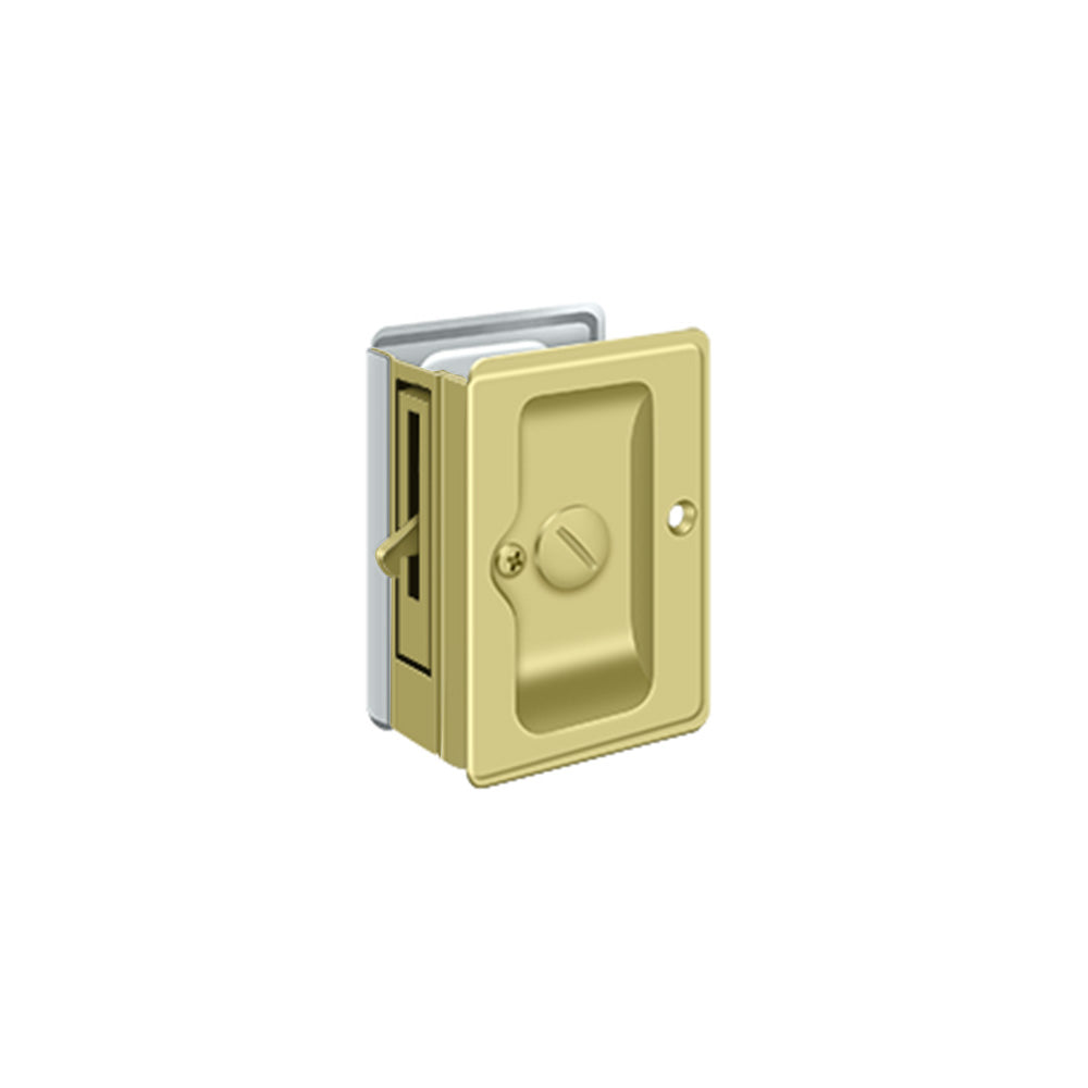 Deltana SDLA325U3/26 Heavy Duty Pocket Lock; Adjustable; 3-1/4" x 2 1/4" Privacy; Bright Brass By Bright Chrome Finish Sparrow Supply
