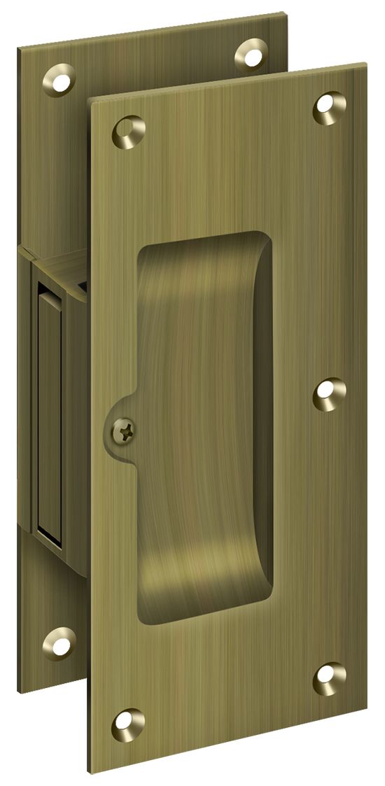 Deltana SDP60U5 Decorative pocket Lock 6"; Passage; Antique Brass Finish Sparrow Supply