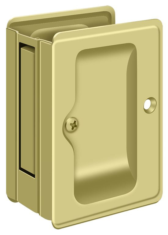 Deltana SDPA325U3 Heavy Duty Pocket Lock; Adjustable; 3-1/4" x 2 1/4" Passage; Bright Brass Finish Sparrow Supply