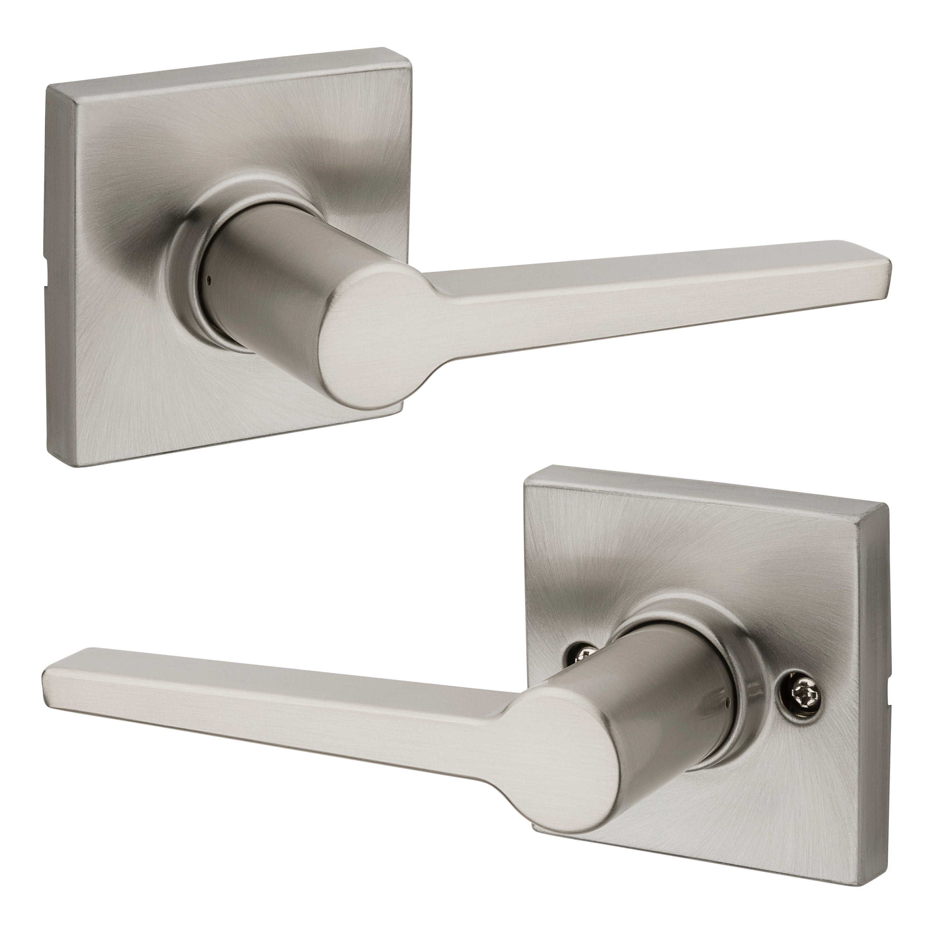 Safelock SL1000DALSQT-15 Daylon Lever with Square Rose Passage Lock with RCAL Latch and RCS Strike Satin Nickel Finish Sparrow Supply