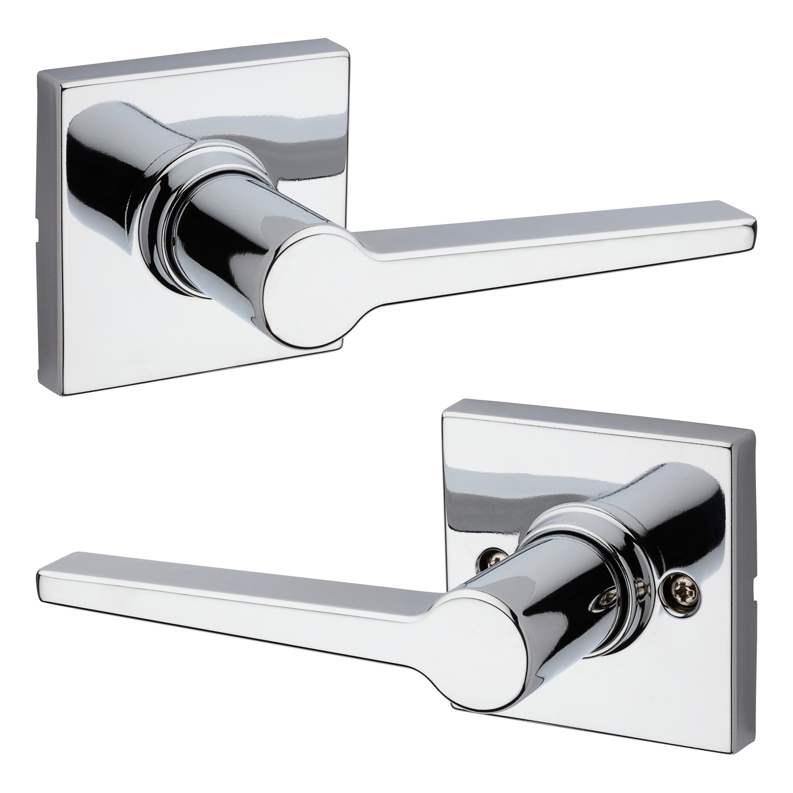 Safelock SL1000DALSQT-26 Daylon Lever with Square Rose Passage Lock with RCAL Latch and RCS Strike Bright Chrome Finish Sparrow Supply