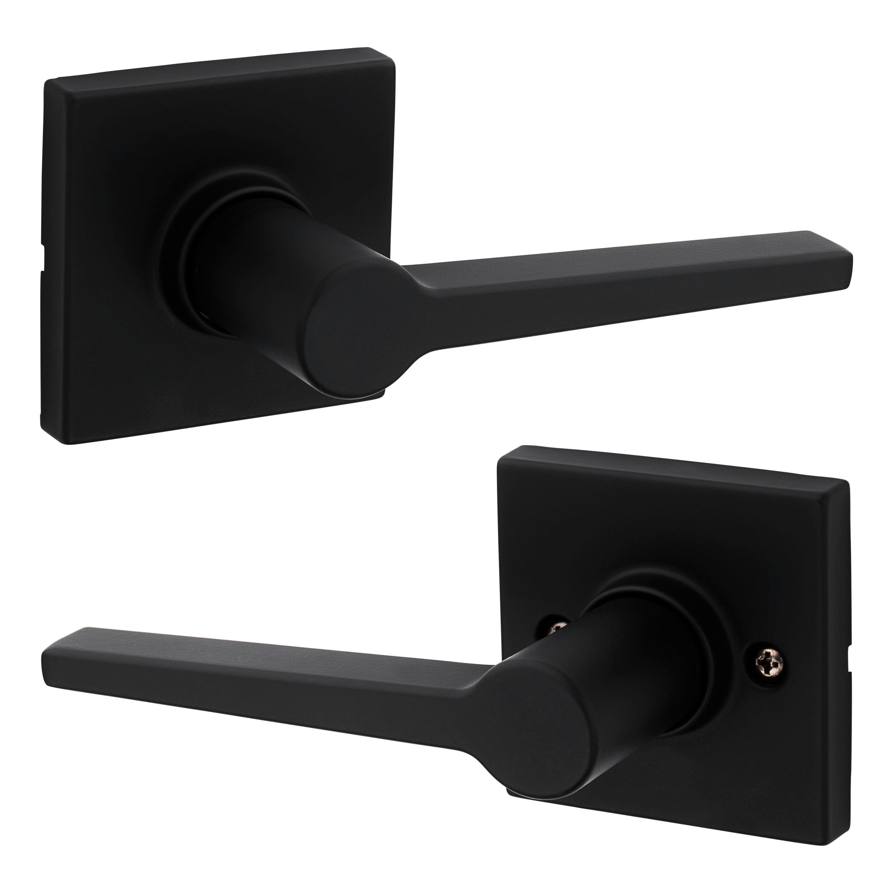 Safelock SL1000DALSQT-514 Daylon Lever with Square Rose Passage Lock with RCAL Latch and RCS Strike Matte Black Finish Sparrow Supply