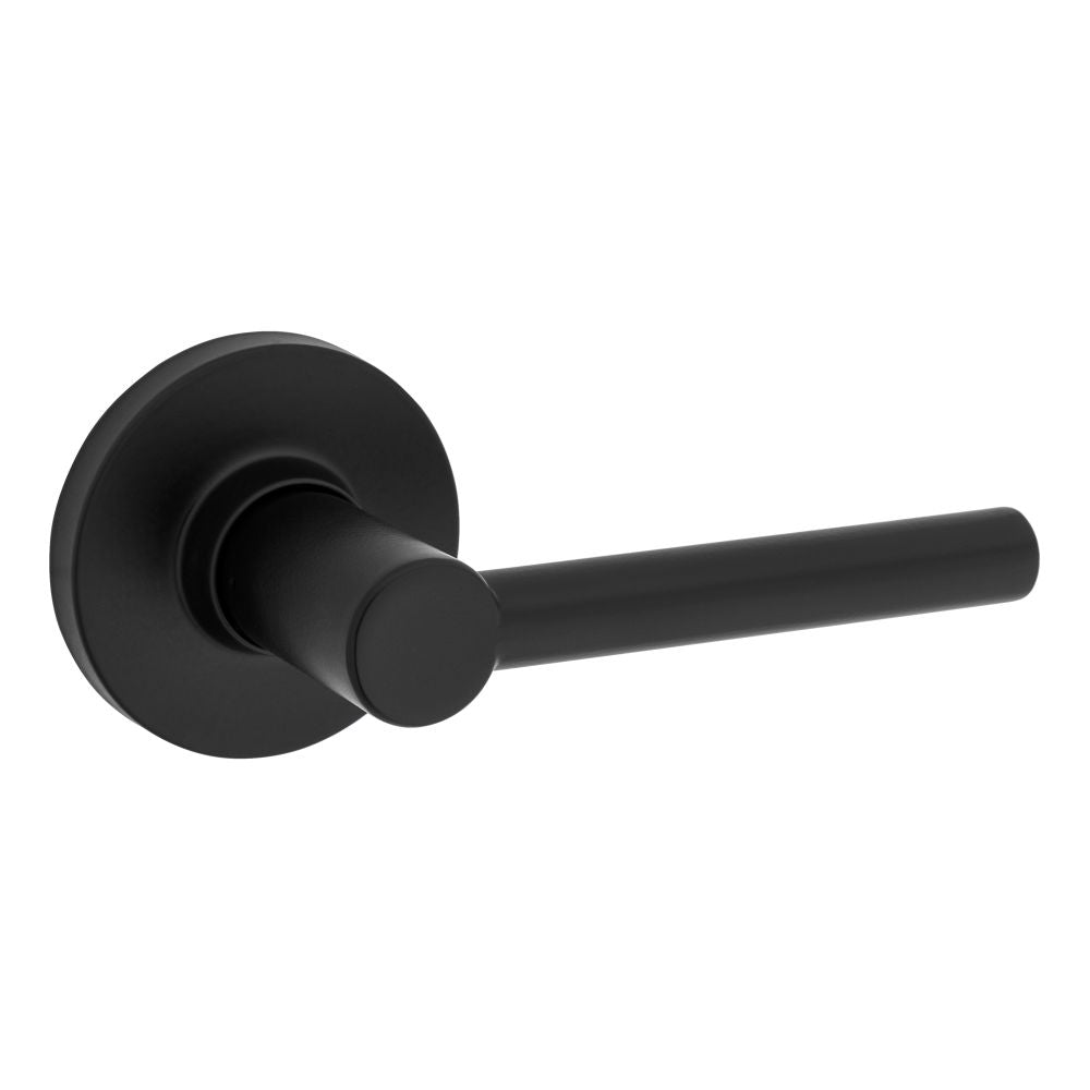 Safelock SL1000RELRDT-514 Reminy Lever Round Rose Passage Lock with RCAL Latch and RCS Strike Matte Black Finish Sparrow Supply