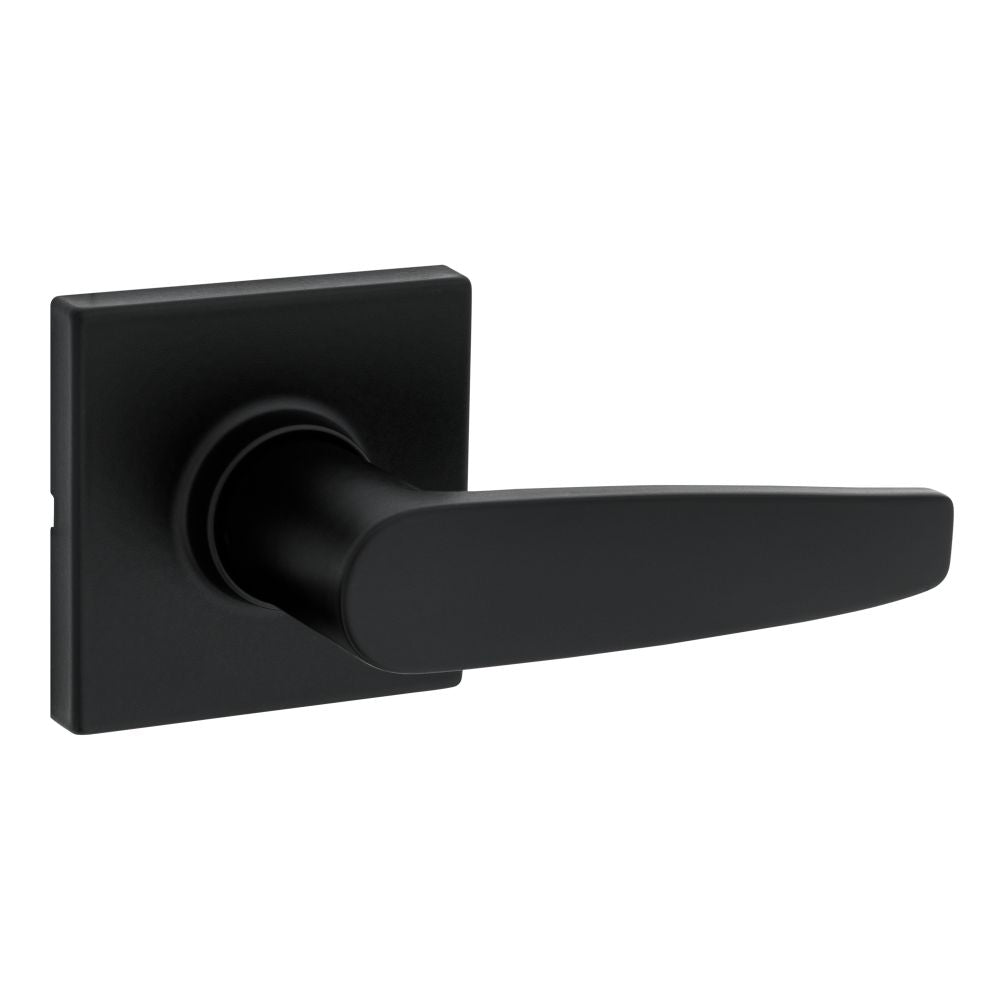 Safelock SL1000WISQT-514 Winston Lever Square Rose Passage Lock with RCAL Latch and RCS Strike Matte Black Finish Sparrow Supply
