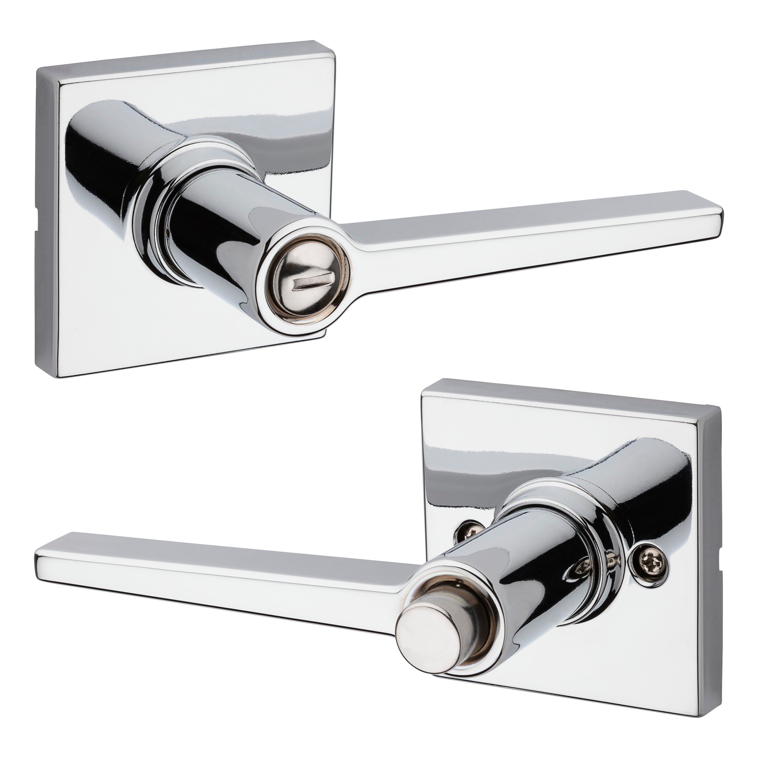 Safelock SL4000DALSQT-26 Daylon Lever with Square Rose Privacy Lock with RCAL Latch and RCS Strike Bright Chrome Finish Sparrow Supply