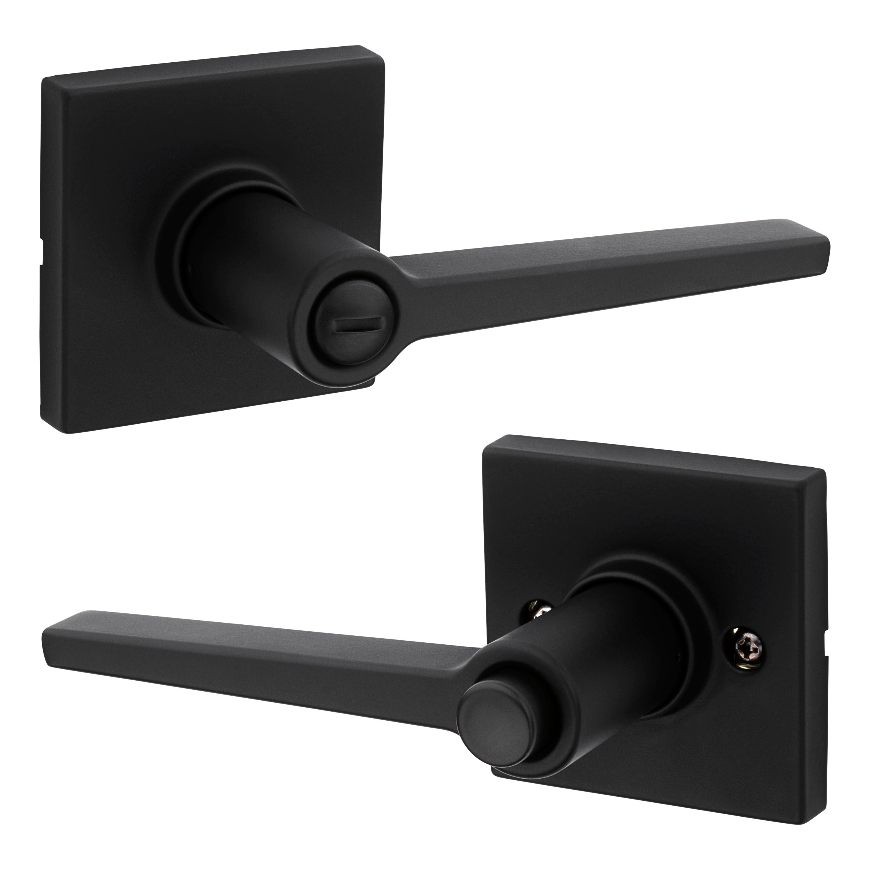 Safelock SL4000DALSQT-514 Daylon Lever with Square Rose Privacy Lock with RCAL Latch and RCS Strike Matte Black Finish Sparrow Supply