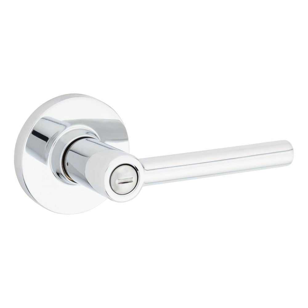Safelock SL4000RELRDT-26 Reminy Lever Round Rose Push Button Privacy Lock with RCAL Latch and RCS Strike Bright Chrome Finish Sparrow Supply