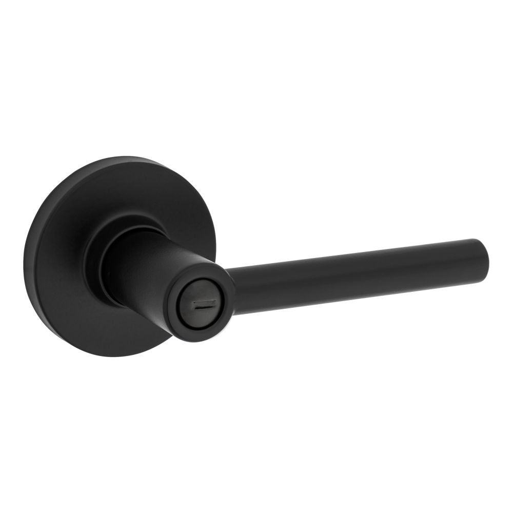 Safelock SL4000RELRDT-514 Reminy Lever Round Rose Push Button Privacy Lock with RCAL Latch and RCS Strike Matte Black Finish Sparrow Supply