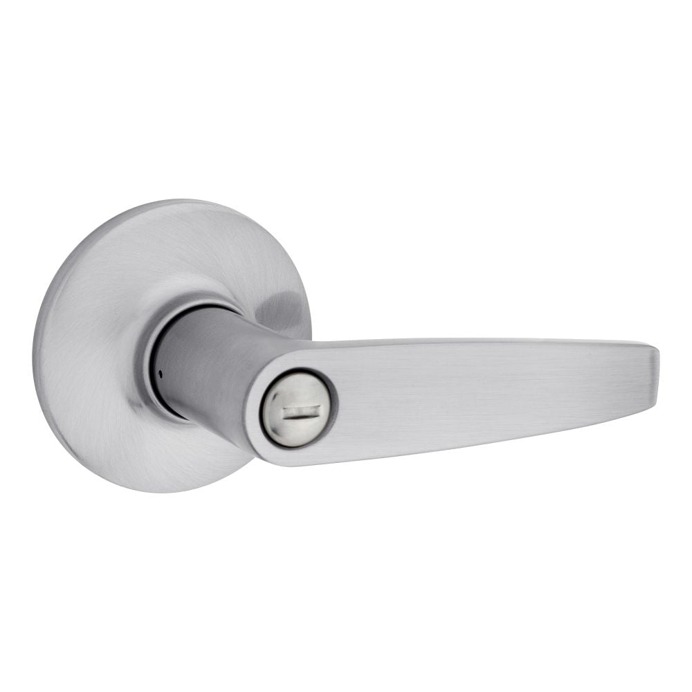 Safelock SL4000WI-26D Winston Lever Round Rose Push Button Privacy Lock with RCAL Latch and RCS Strike Satin Chrome Finish Sparrow Supply