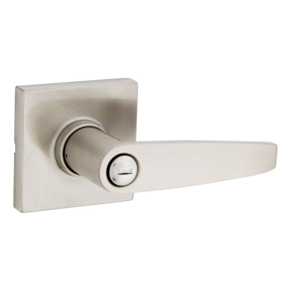 Safelock SL4000WISQT-15 Winston Lever Square Rose Push Button Privacy Lock with RCAL Latch and RCS Strike Satin Nickel Finish Sparrow Supply