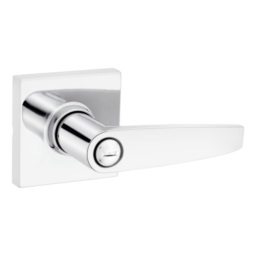 Safelock SL4000WISQT-26 Winston Lever Square Rose Push Button Privacy Lock with RCAL Latch and RCS Strike Bright Chrome Finish Sparrow Supply
