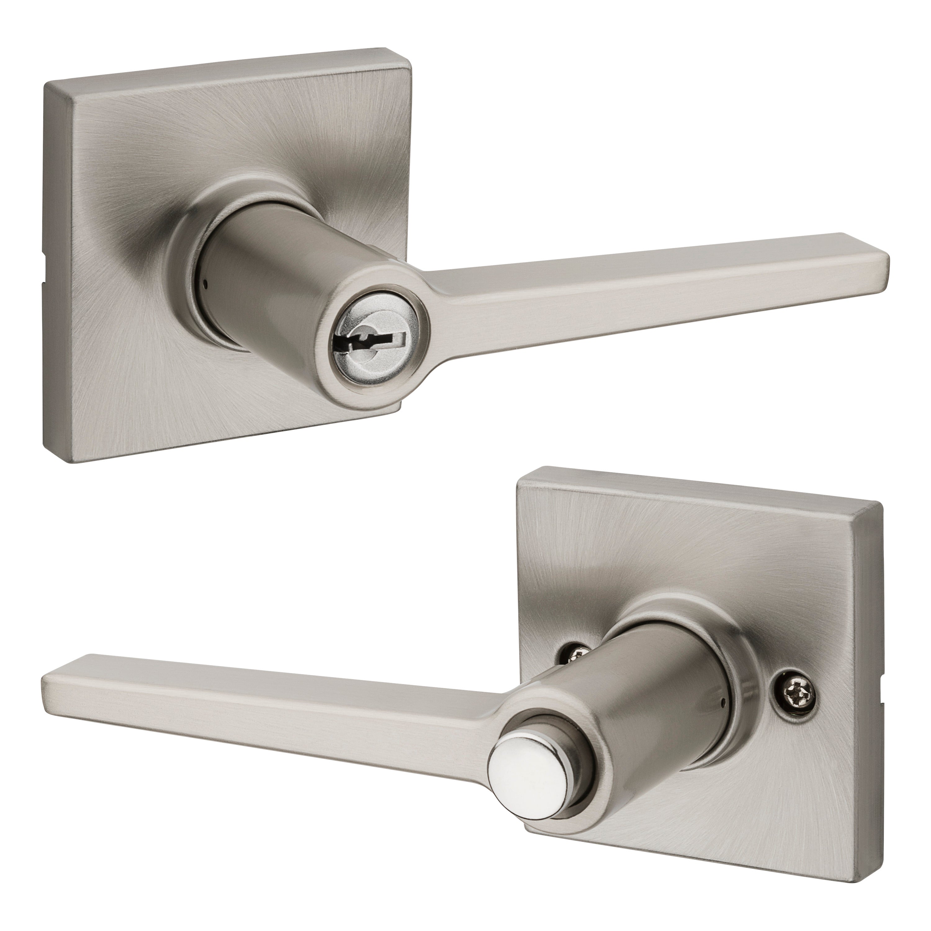 Safelock SL6000DALSQT-15 Daylon Lever with Square Rose Push Button Entry Lock with RCAL Latch and RCS Strike Satin Nickel Finish Sparrow Supply