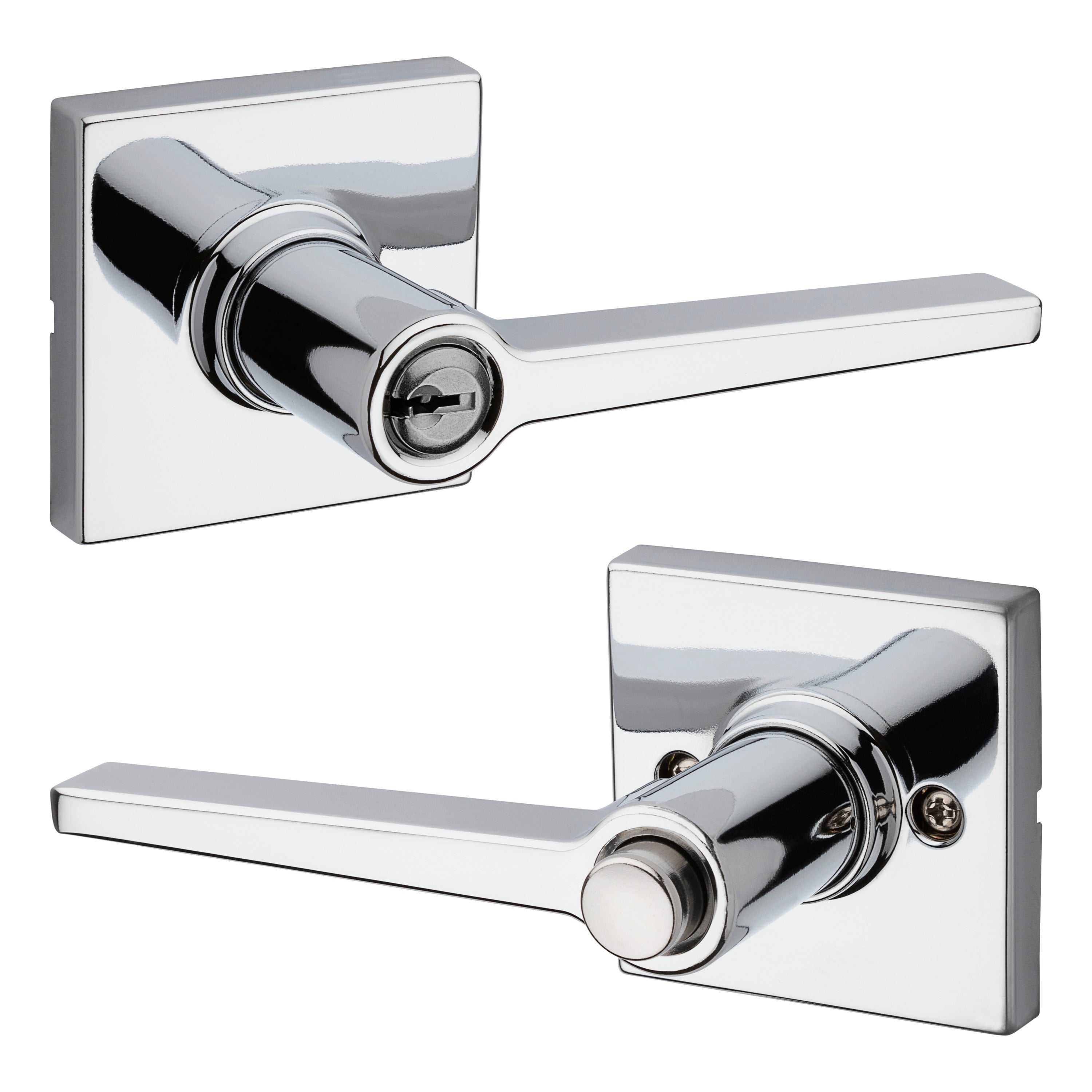 Safelock SL6000DALSQT-26 Daylon Lever with Square Rose Push Button Entry Lock with RCAL Latch and RCS Strike Bright Chrome Finish Sparrow Supply