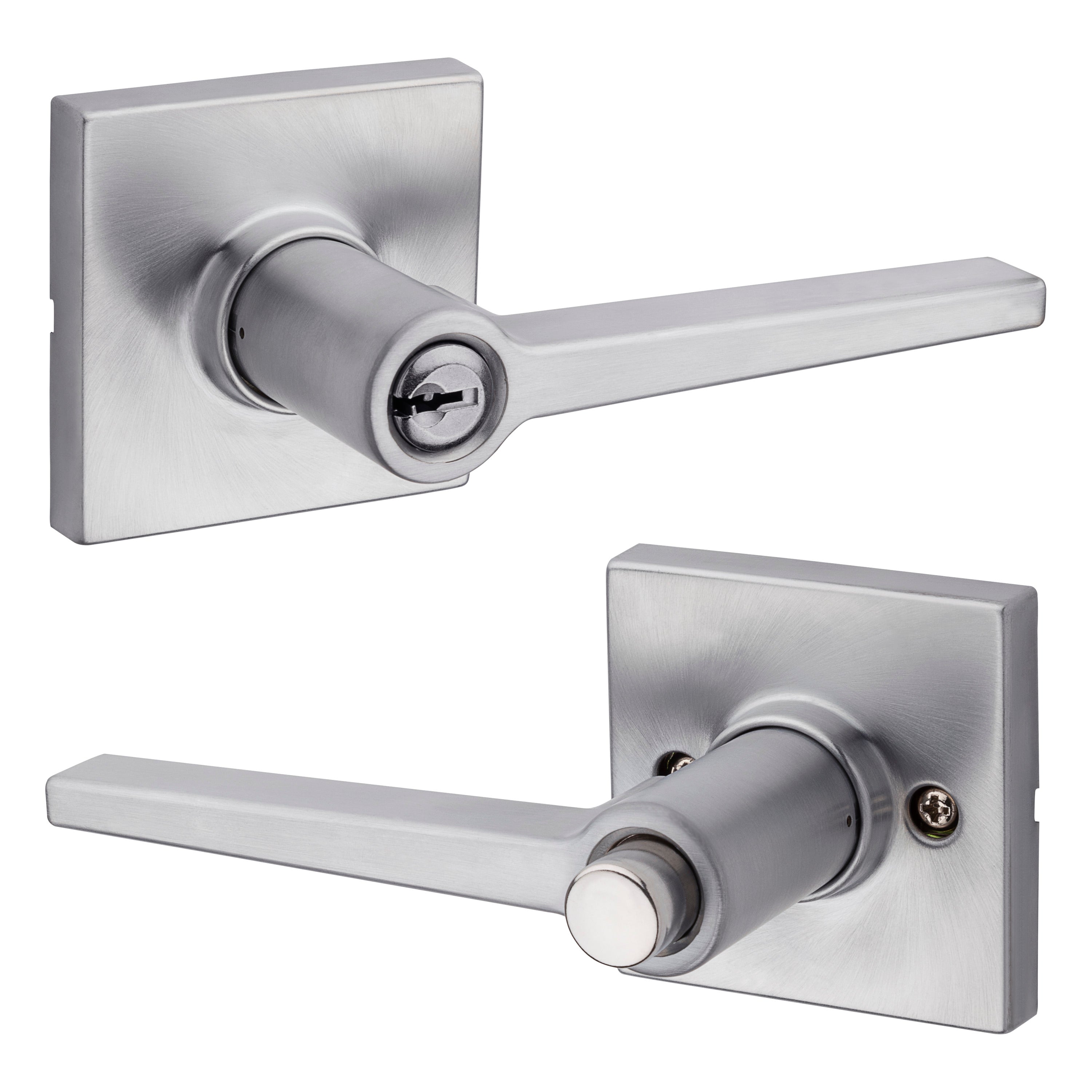 Safelock SL6000DALSQT-26D Daylon Lever with Square Rose Push Button Entry Lock with RCAL Latch and RCS Strike Satin Chrome Finish Sparrow Supply