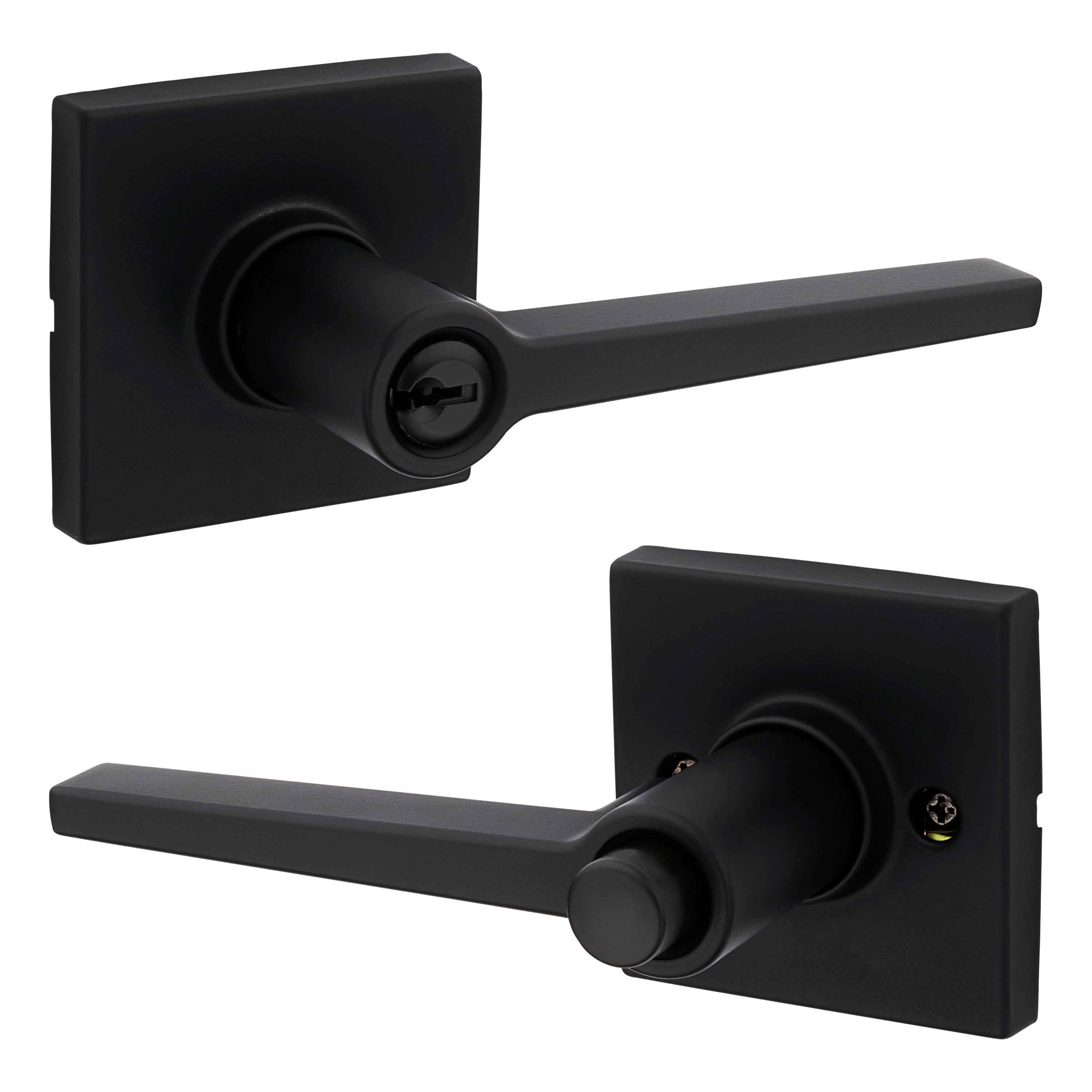 Safelock SL6000DALSQT-514 Daylon Lever with Square Rose Push Button Entry Lock with RCAL Latch and RCS Strike Matte Black Finish Sparrow Supply