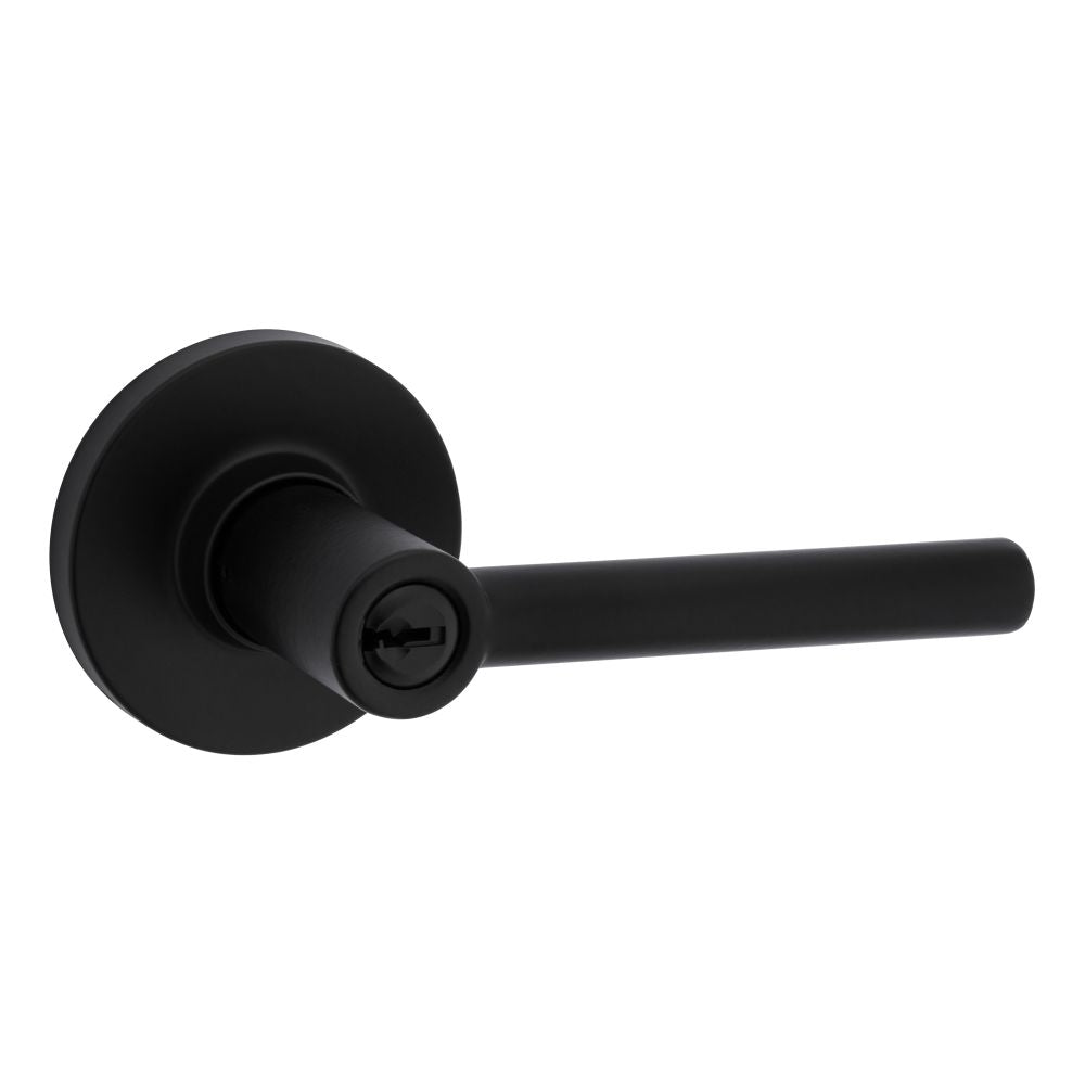 Safelock SL6000RELRDT-514 Reminy Lever Round Rose Push Button Entry Lock with RCAL Latch and RCS Strike Matte Black Finish Sparrow Supply