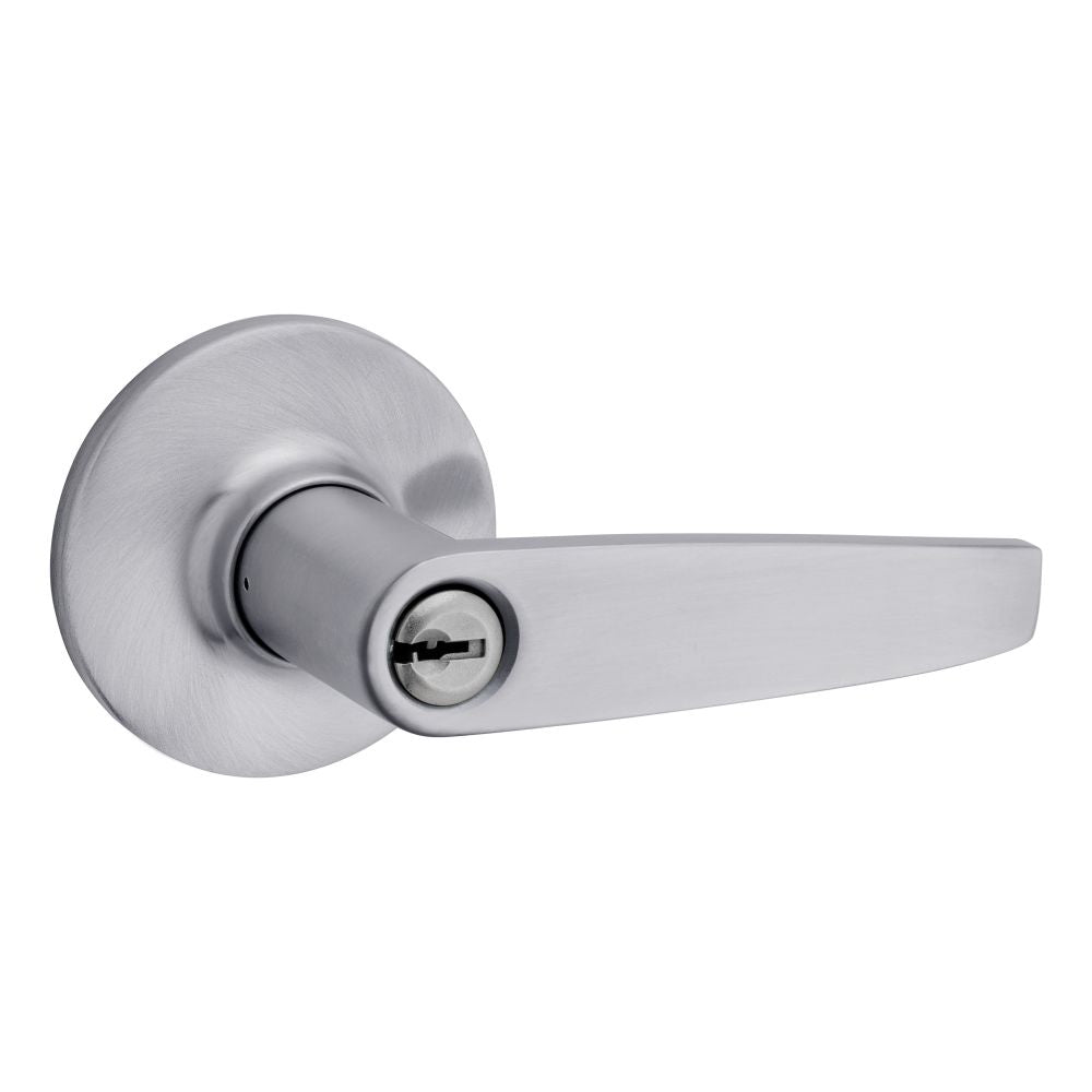 Safelock SL6000WI-26D Winston Lever Round Rose Push Button Entry Lock with RCAL Latch and RCS Strike Satin Chrome Finish Sparrow Supply