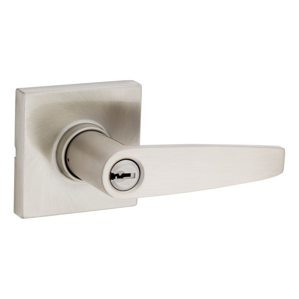 Safelock SL6000WISQT-15 Winston Lever Square Rose Push Button Entry Lock with 4AL Latch and RCS Strike Satin Nickel Finish Sparrow Supply