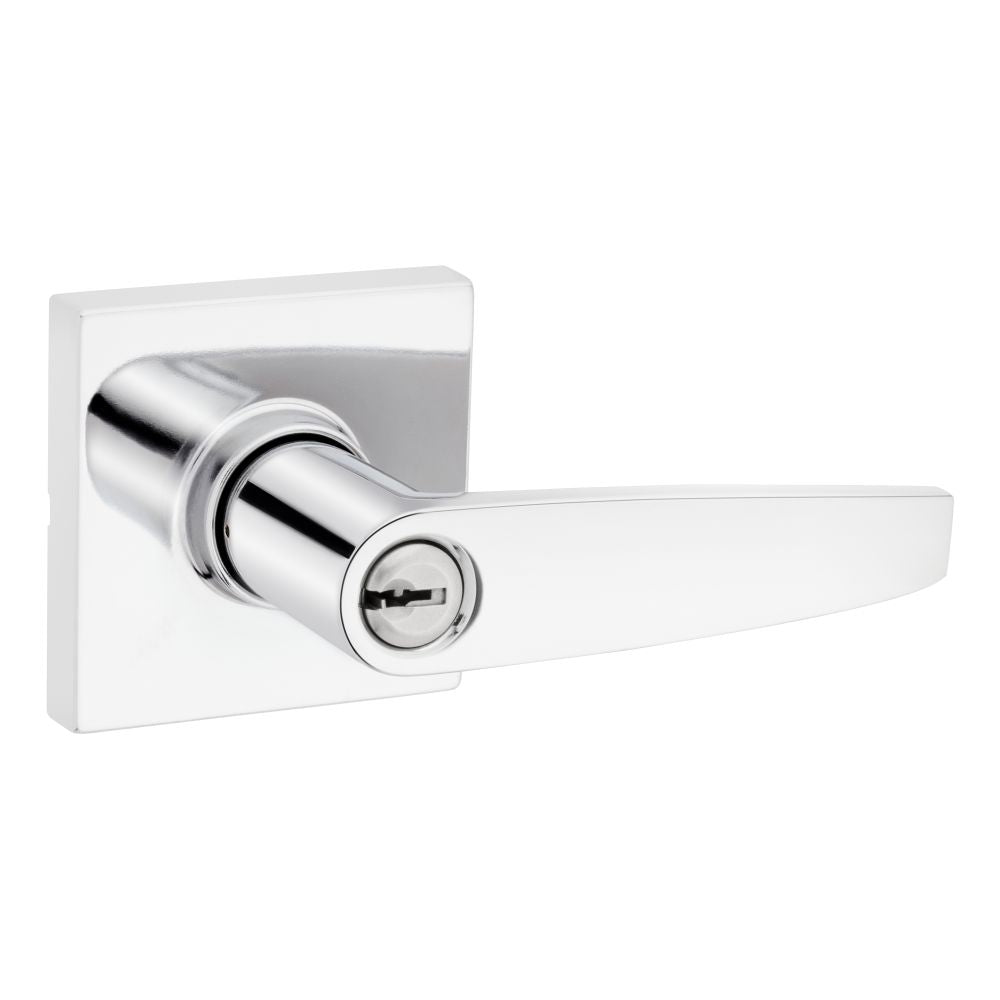Safelock SL6000WISQT-26 Winston Lever Square Rose Push Button Entry Lock with 4AL Latch and RCS Strike Bright Chrome Finish Sparrow Supply