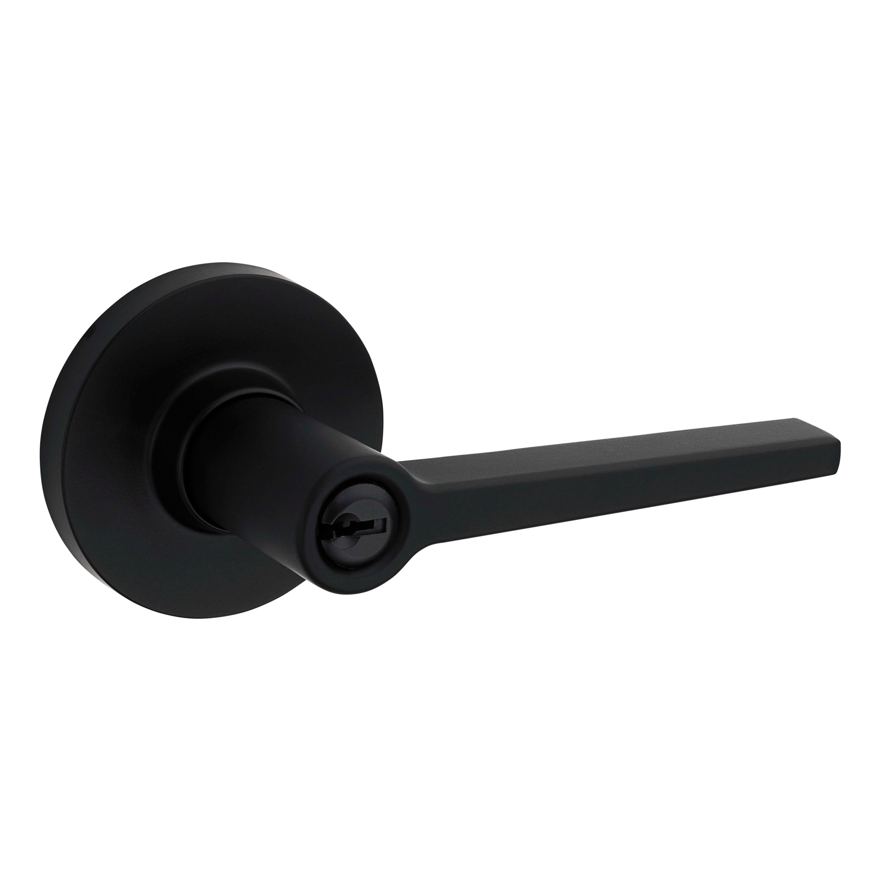 Safelock SL6500DALRDT-514 Daylon Lever with Round Rose Storeroom Lock with 4AL Latch and RCS Strike Matte Black Finish Sparrow Supply