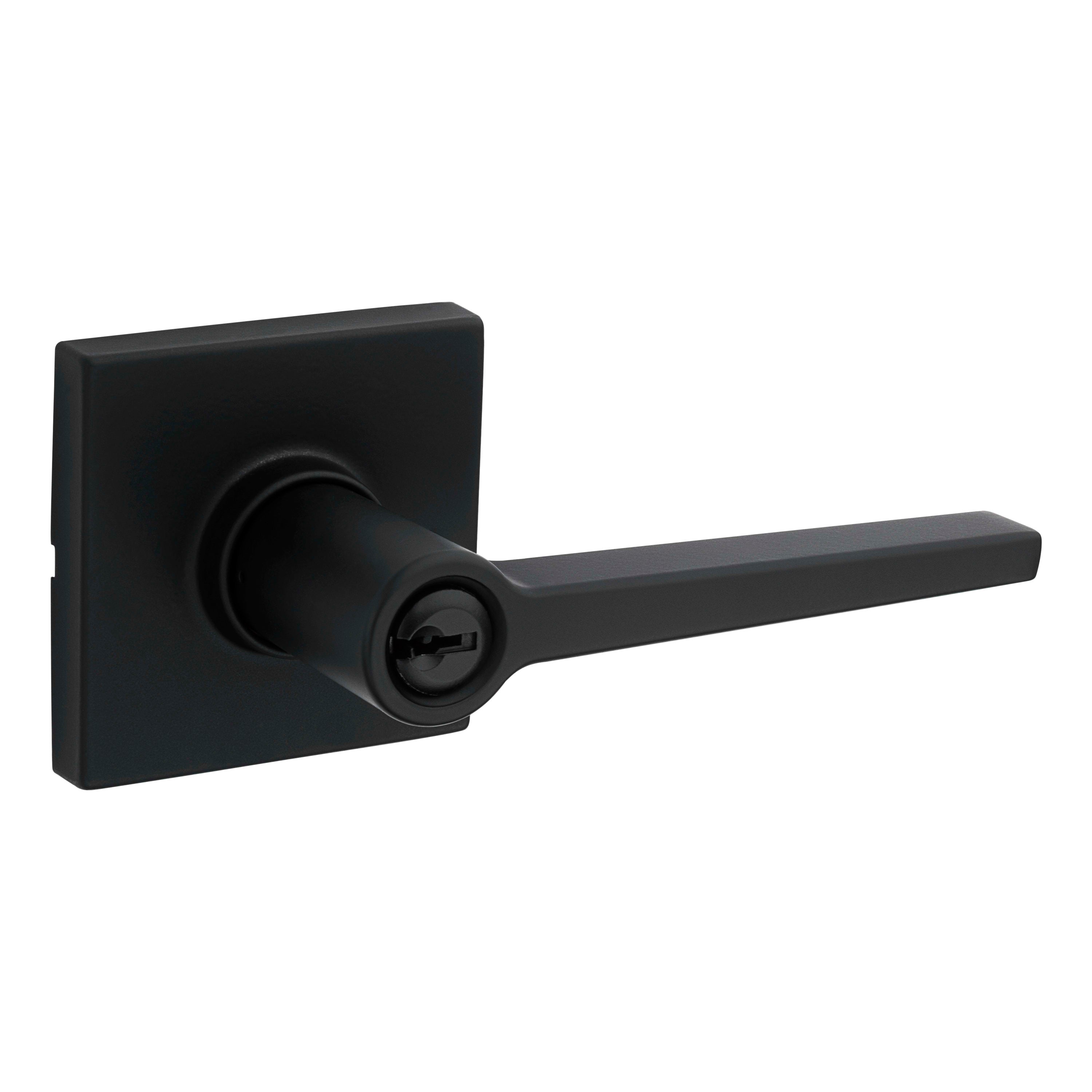 Safelock SL6500DALSQT-514 Daylon Lever with Square Rose Storeroom Lock with 4AL Latch and RCS Strike Matte Black Finish Sparrow Supply