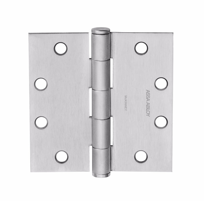 McKinney T271441226D 4-1/2" x 4-1/2" Square Corner Standard Weight Five Knuckle Hinge # 55755 Satin Chrome Finish Sparrow Supply