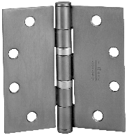McKinney TA231441232DNRP 4-1/2" x 4-1/2" Square Corner Non Ferrous Standard Weight 5 Knuckle Ball Bearing Hinge with Non Removable Pin # 59840 Satin Stainless Steel Finish