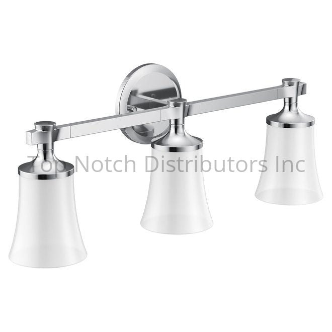 Moen YB0363CH Flara Three Globe Bath Light Bright Chrome Sparrow Supply