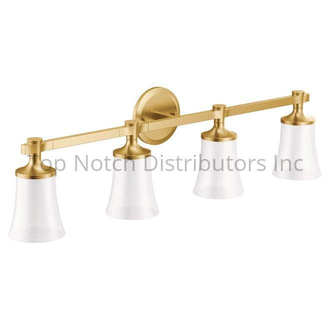 Moen YB0364BG Flara Four Globe Bath Light Brushed Gold Sparrow Supply