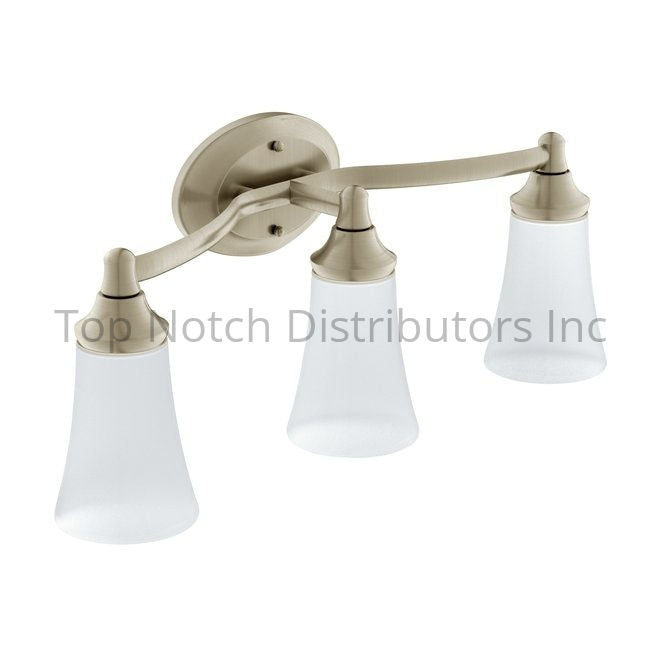 Moen YB2863BN Eva Triple Globe Bath Light Brushed Nickel Sparrow Supply