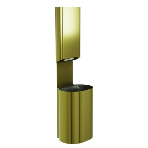 Bradley 2B5-113600-BR Towel/Waste Unit-Surface Mtd P-Shape, 18 GAL Brushed Brass Sparrow Supply