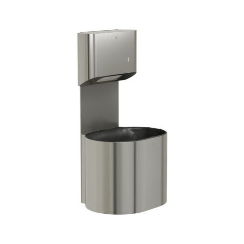Bradley 2B5-113400-BS Towel/Waste Unit-Surface Mtd P-Shape, 10 GAL Brushed Stainless Sparrow Supply