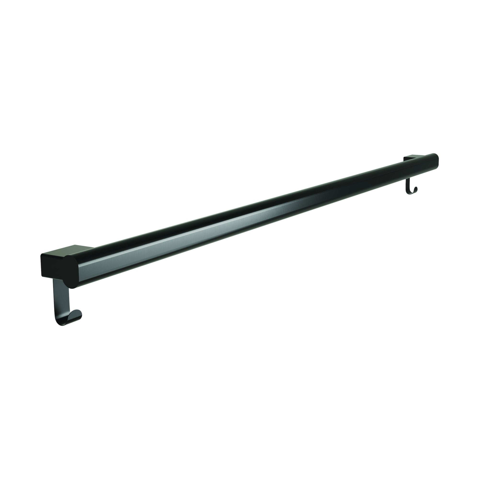 Grab Bar Oval, Stainless Satin-w/Hooks, 48" Brushed Black