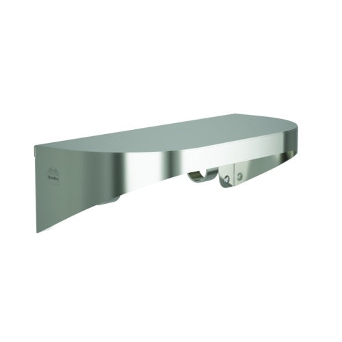 Bradley 7B2-0051296-BS Shelf, Stainless Satin, 20 Gauge-w/Hooks, 5 X 12 Brushed Stainless