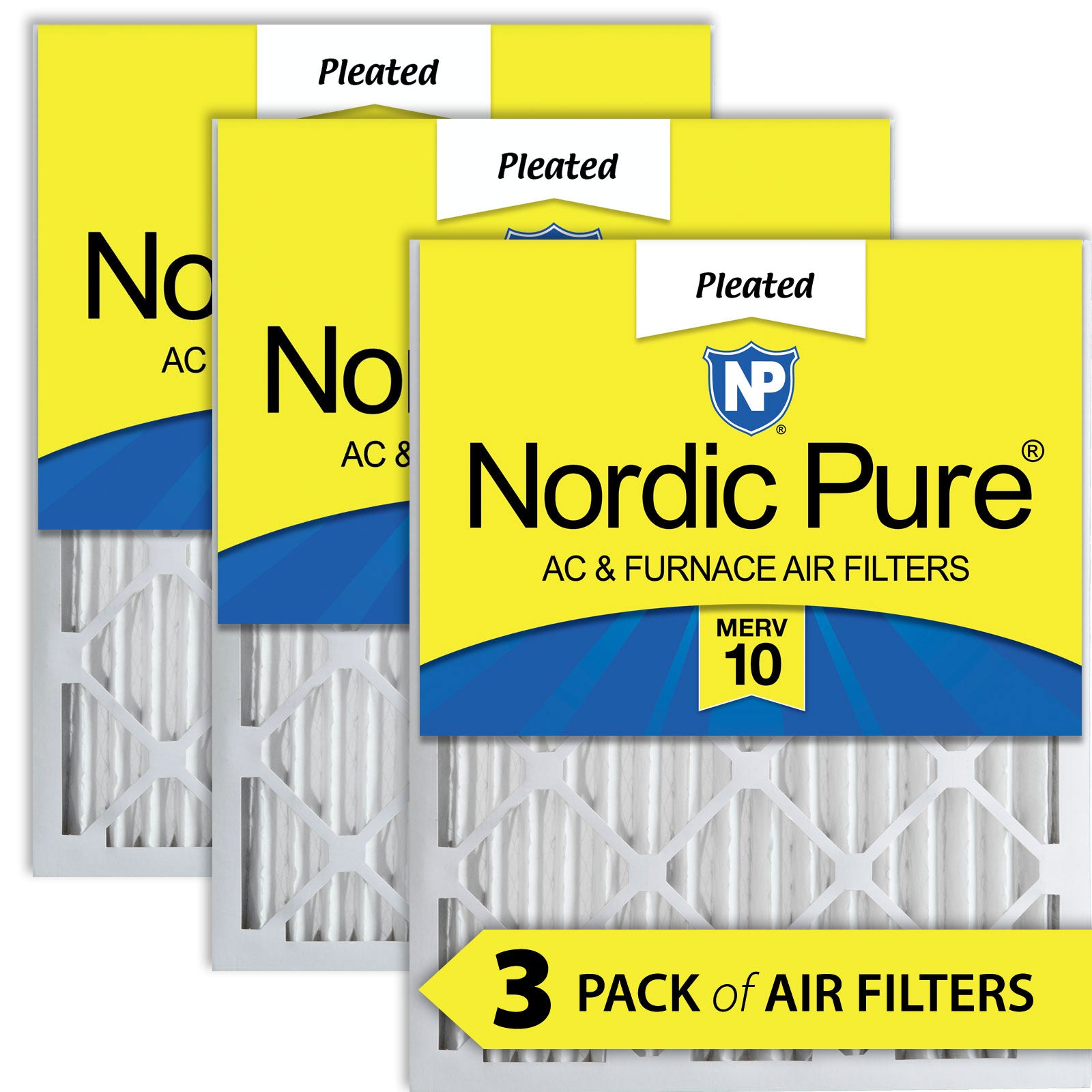 Nordic Pure 20x25x2 Pleated MERV 10 Air Filters 3 Pack Sparrow Supply