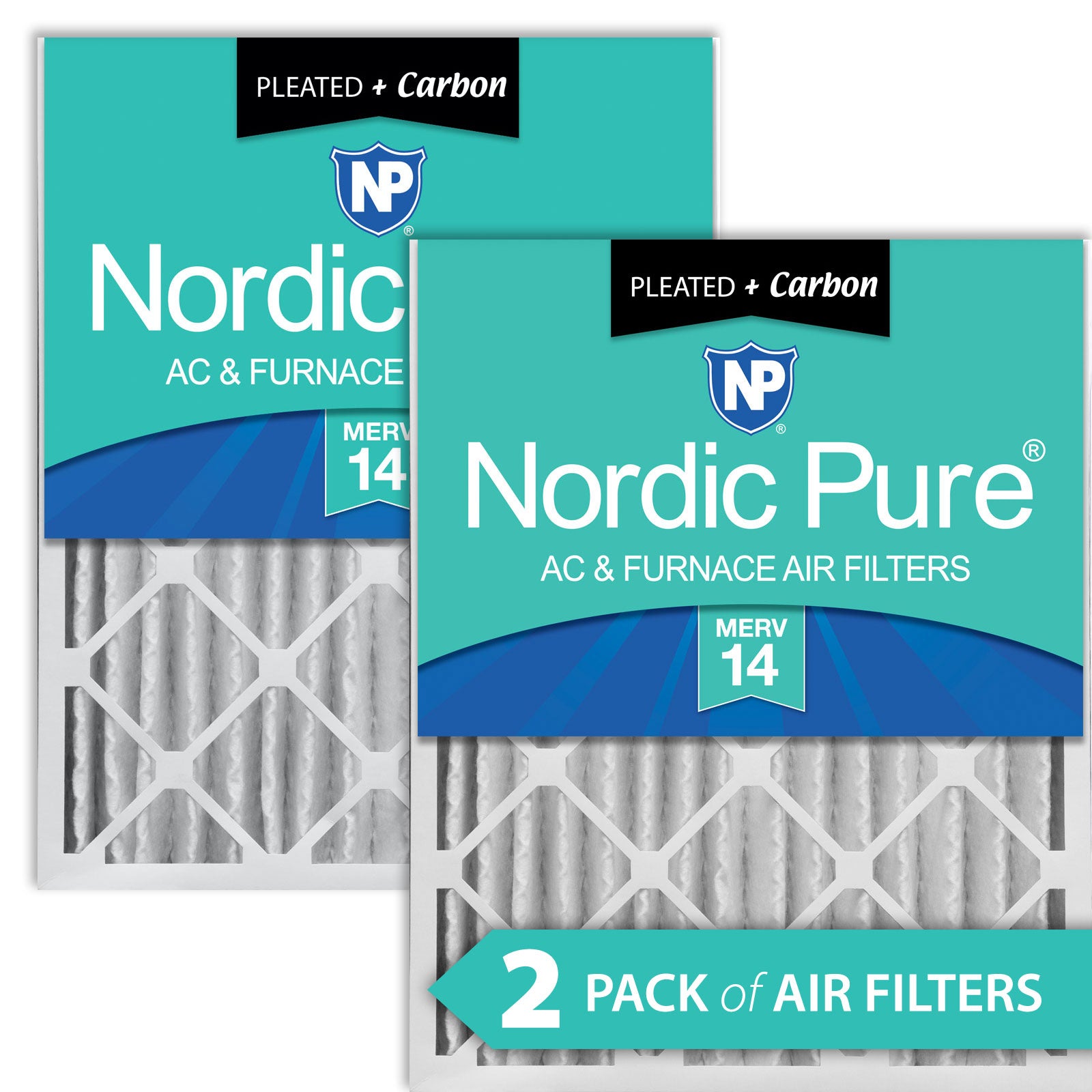 Nordic Pure 20x25x4 (3 5/8) Pleated Air Filters MERV 14 Plus Carbon 2 Pack Sparrow Supply