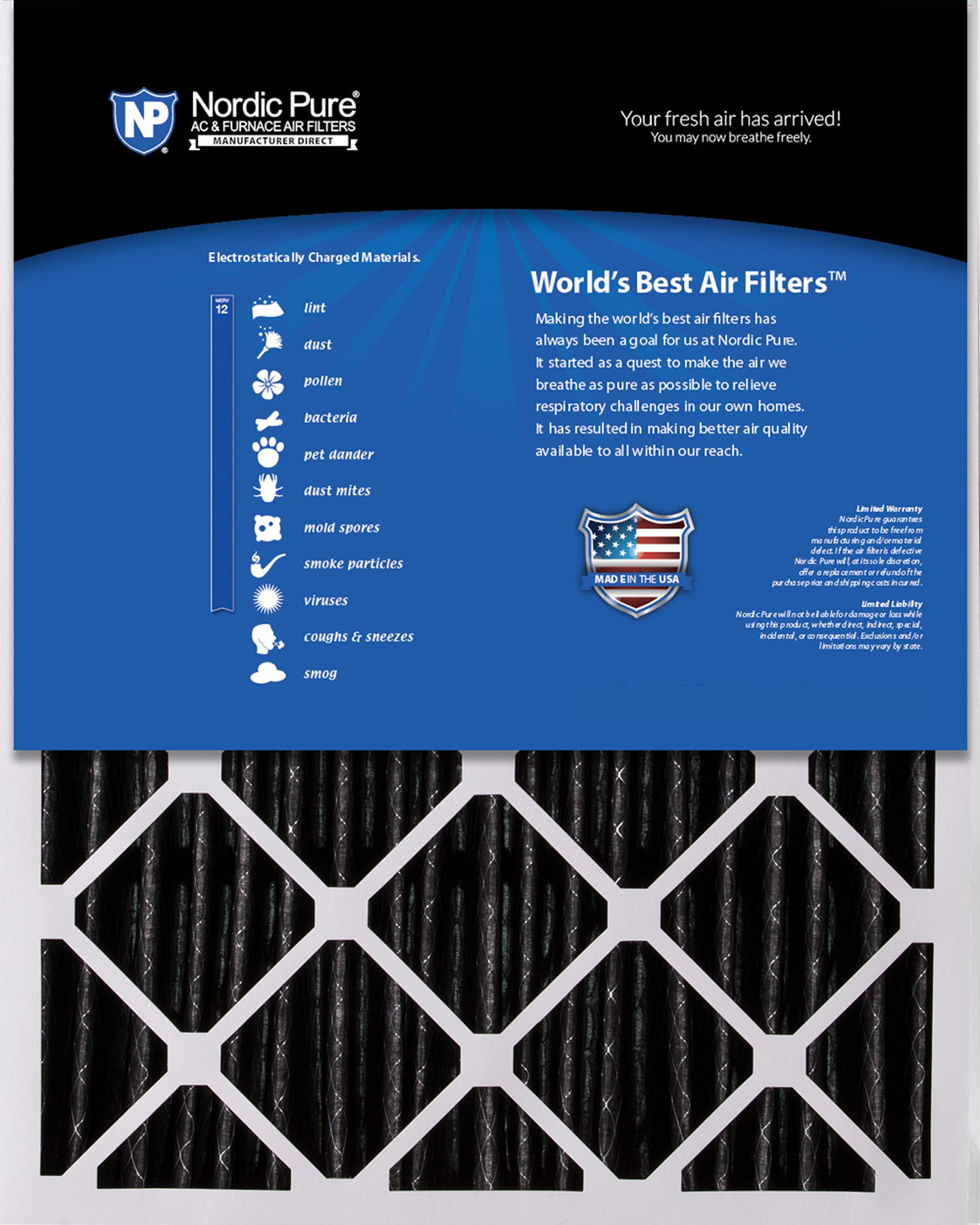 Nordic Pure 20x20x5 (4 3/8) Honeywell/Lennox Replacement Furnace Filters MERV 12 Pleated Plus Carbon 2 Pack Sparrow Supply