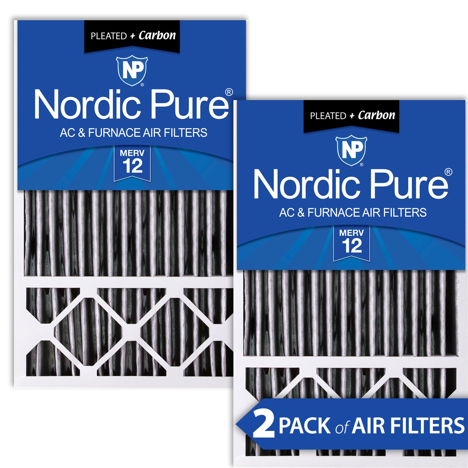 Nordic Pure 16x25x5 (4 3/8) Honeywell/Lennox Replacement Air Filters MERV 12 Pleated Plus Carbon 2 Pack Sparrow Supply