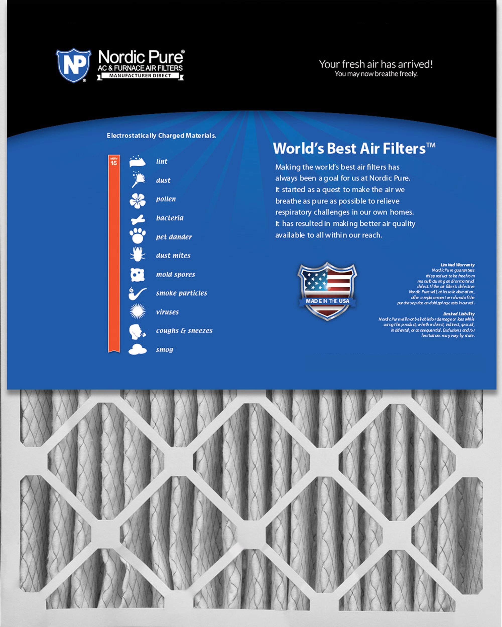 Nordic Pure 20x25x5 (4 3/8) Honeywell/Lennox Replacement MERV 15 Air Filters 2 Pack Sparrow Supply