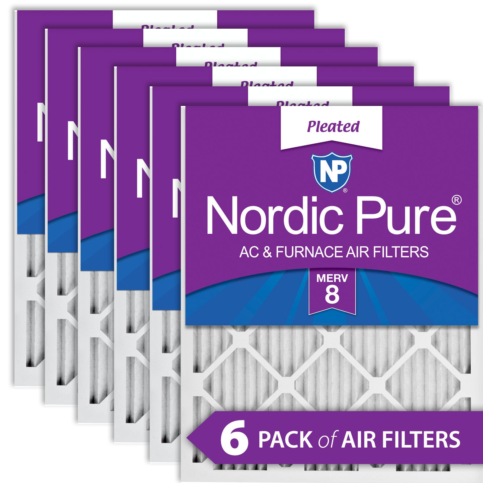 Nordic Pure 16x25x1 Pleated MERV 8 Air Filters 6 Pack Sparrow Supply