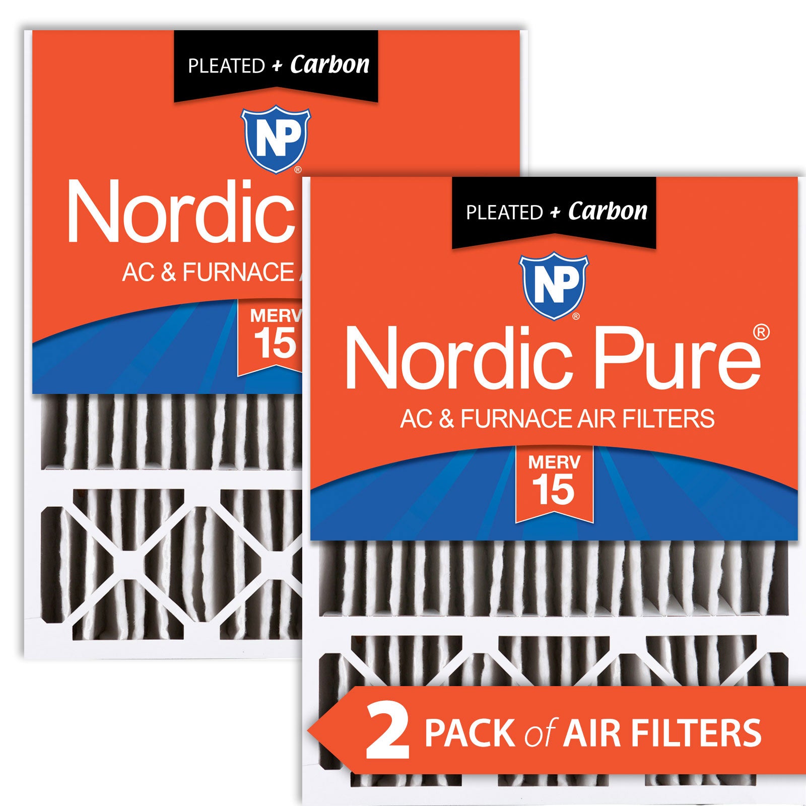 Nordic Pure 20x25x5 (4 3/8) Honeywell/Lennox Replacement Air Filters MERV 15 Plus Carbon 2 Pack Sparrow Supply