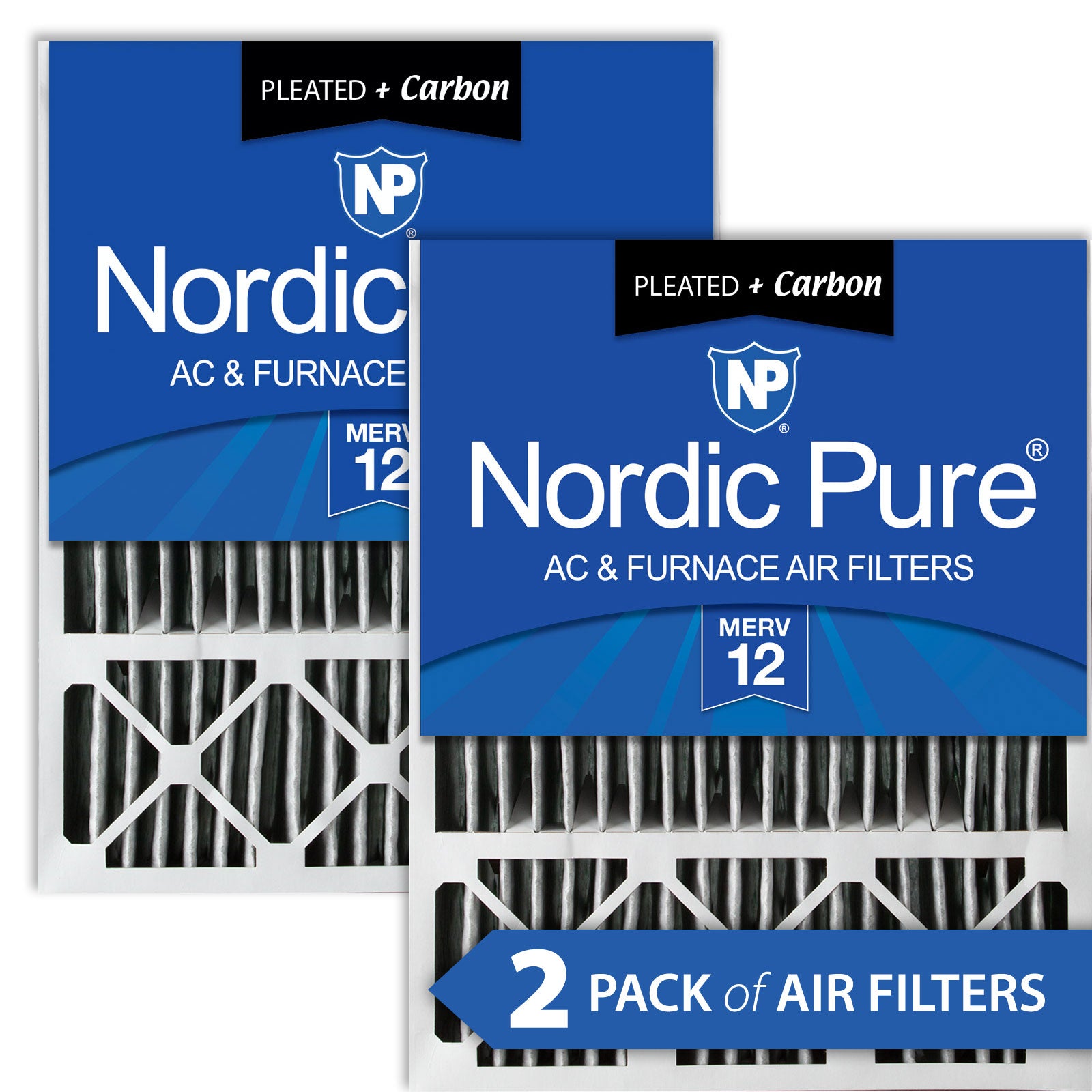 Nordic Pure 20x25x5 (4 3/8) Honeywell/Lennox Replacement Air Filters MERV 12 Pleated Plus Carbon 2 Pack Sparrow Supply