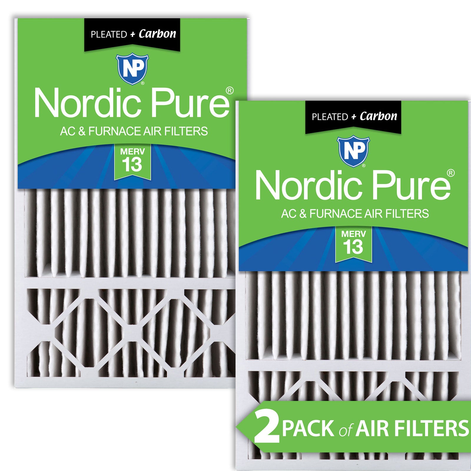 Nordic Pure 16x25x5 (4 3/8) Honeywell/Lennox Replacement Air Filters MERV 13 Plus Carbon 2 Pack Sparrow Supply