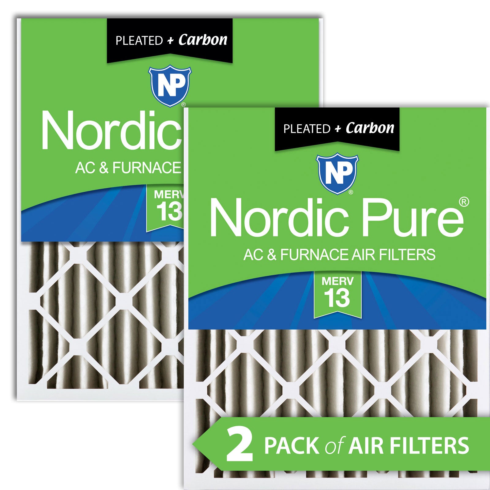 Nordic Pure 20x25x4 (3 5/8) Pleated Air Filters MERV 13 Plus Carbon 2 Pack Sparrow Supply