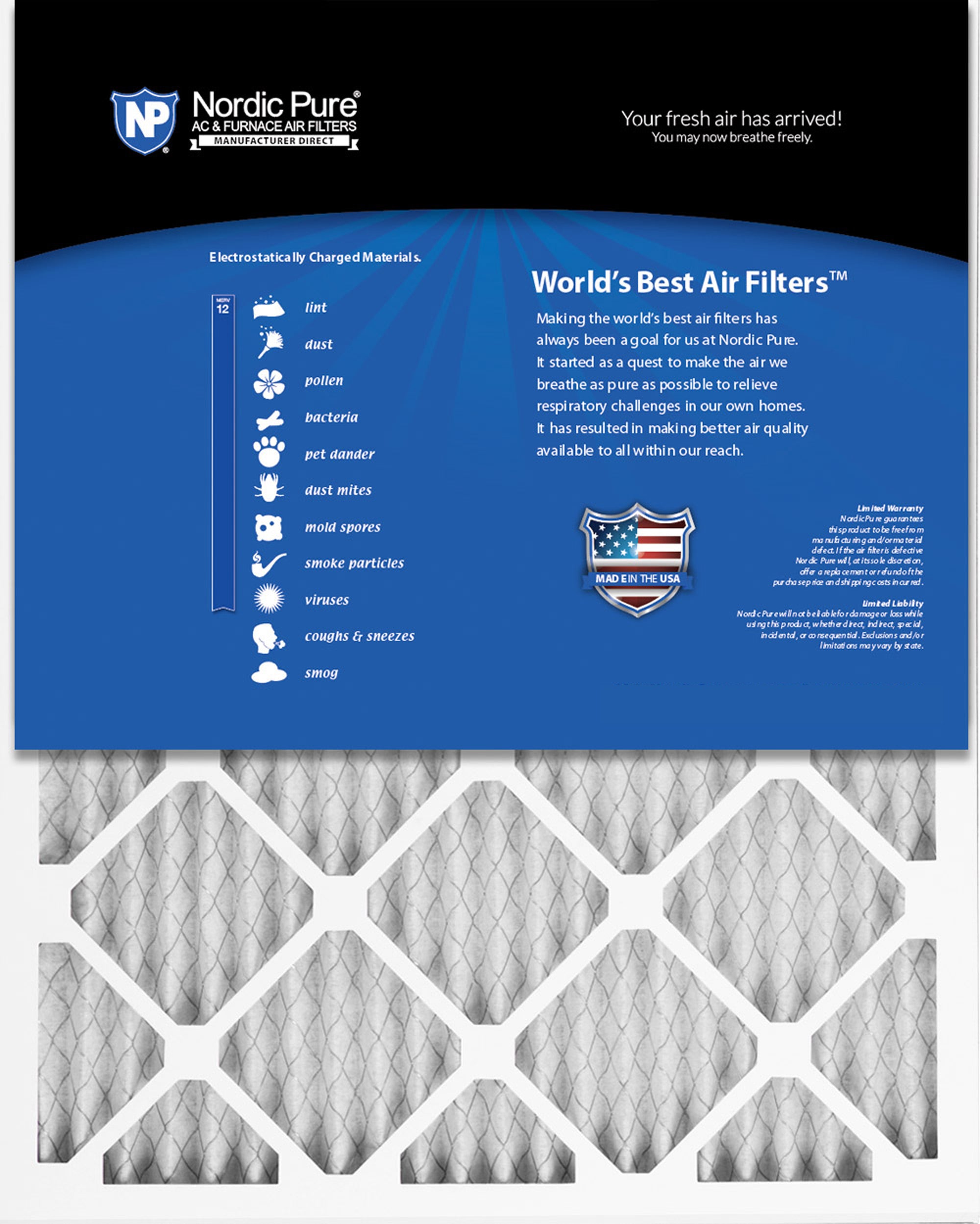 Nordic Pure 20x20x1 Pleated MERV 12 Air Filters 6 Pack Sparrow Supply